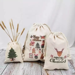 Hot Selling Candy bag Decoration Small Satin Cotton Drawstring Christmas Gift Bags Custom Logo