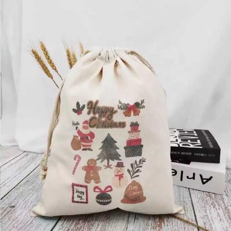 Hot Selling Candy bag Decoration Small Satin Cotton Drawstring Christmas Gift Bags Custom Logo