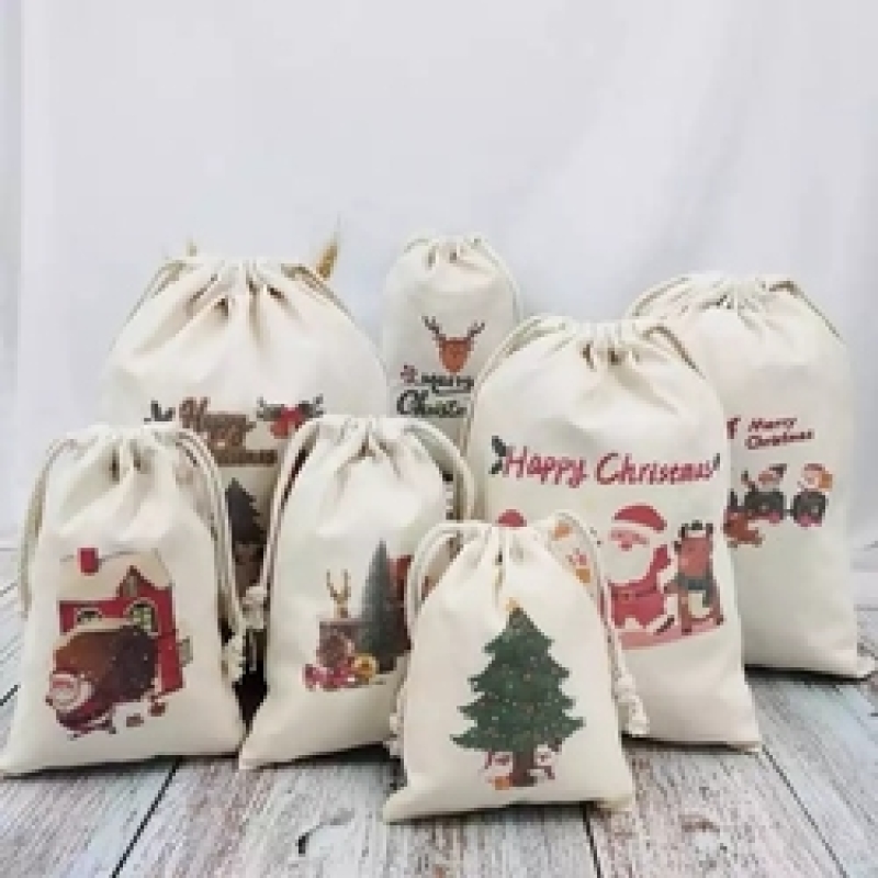 Hot Selling Candy bag Decoration Small Satin Cotton Drawstring Christmas Gift Bags Custom Logo