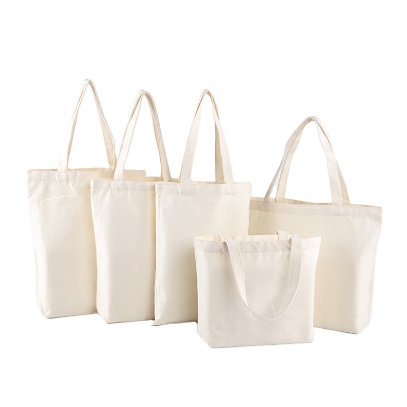 Promotional Eco Friendly Reusable Plain Cotton Canvas Tote Shopping Bags With Custom Printed Logo