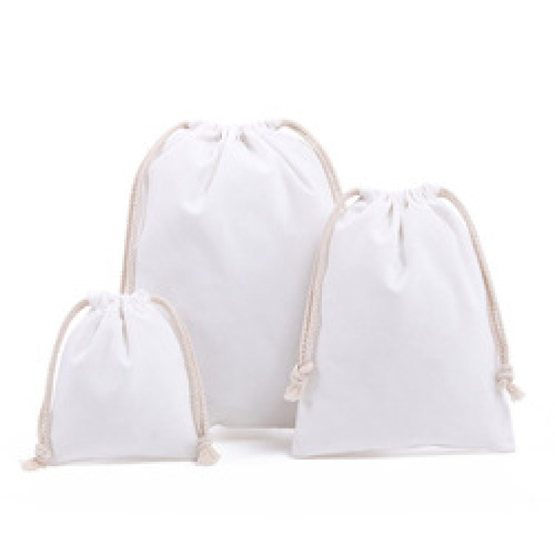 Custom Logo Printed Organic Cotton Canvas Drawstring Gift Bag Jewelry Pouch