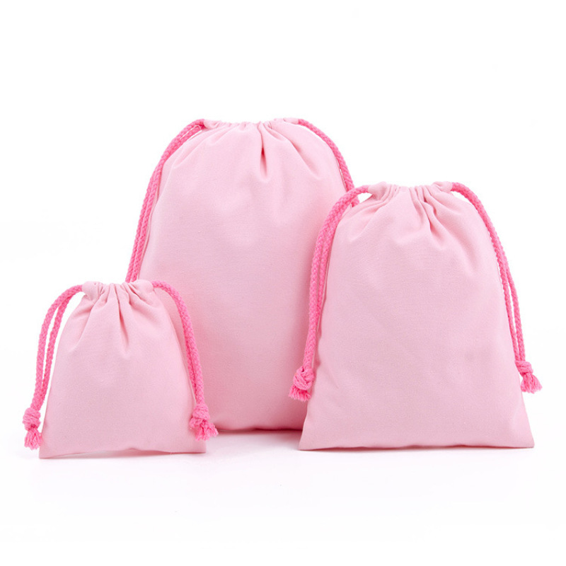 Custom Logo Printed Organic Cotton Canvas Drawstring Gift Bag Jewelry Pouch