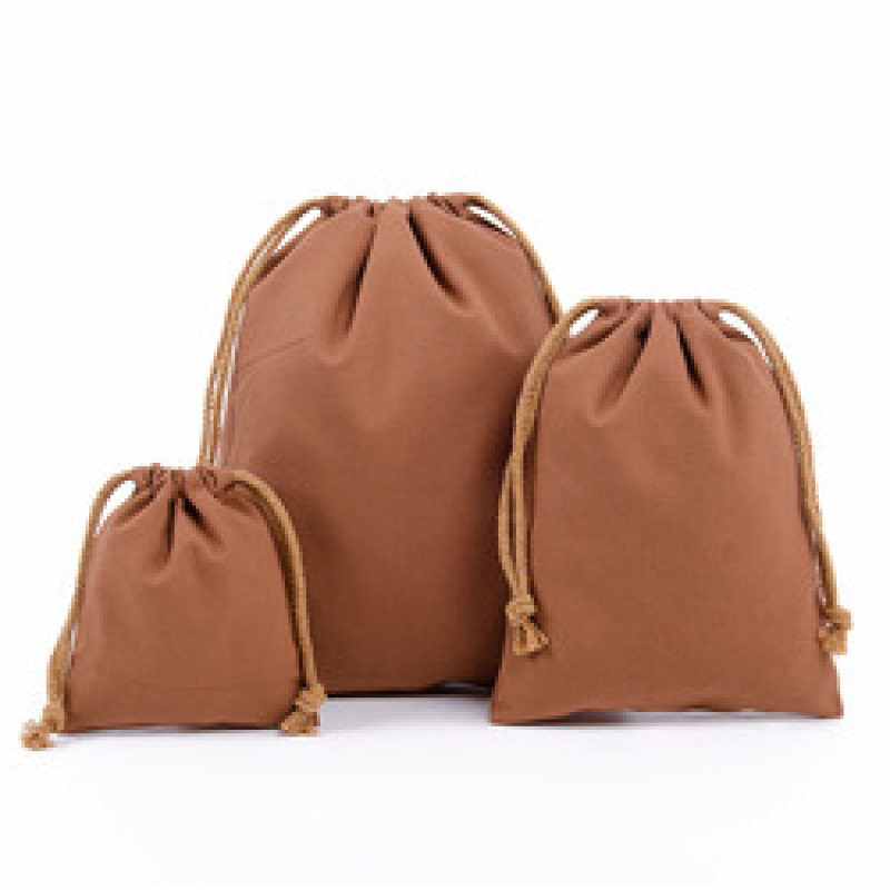Custom Logo Printed Organic Cotton Canvas Drawstring Gift Bag Jewelry Pouch