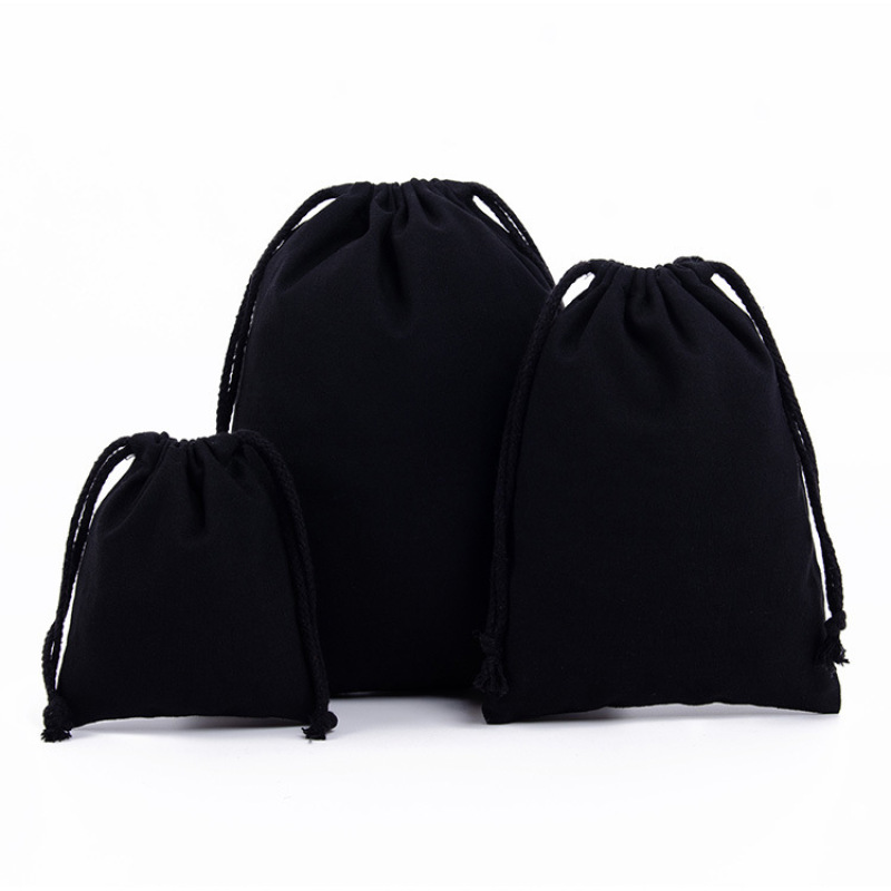 Custom Logo Printed Organic Cotton Canvas Drawstring Gift Bag Jewelry Pouch