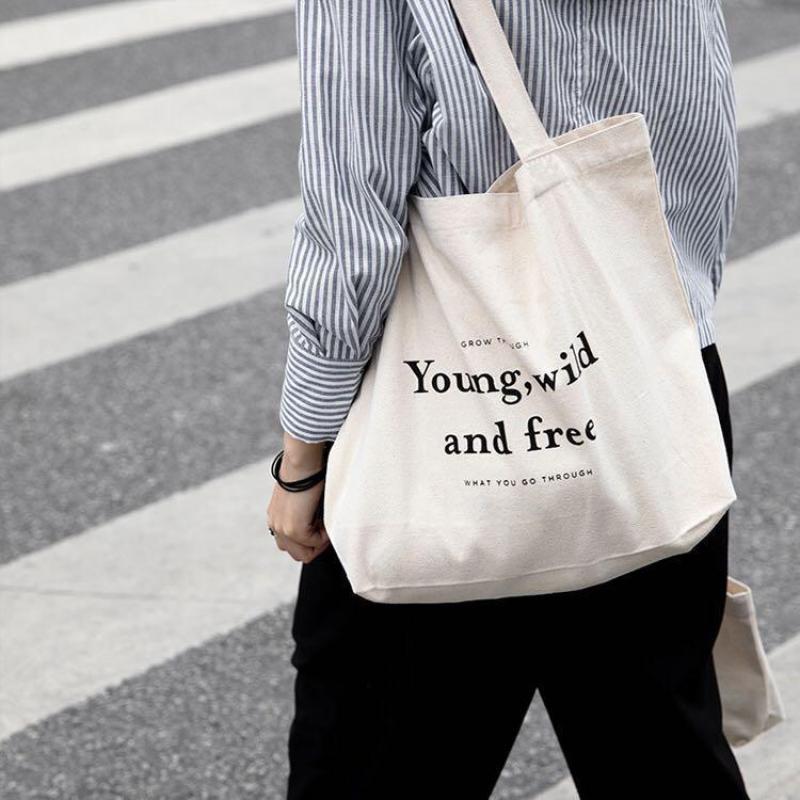 Eco Friendly Large Capacity Custom Logo Printed Plain Cotton Canvas Shopping Tote Bag