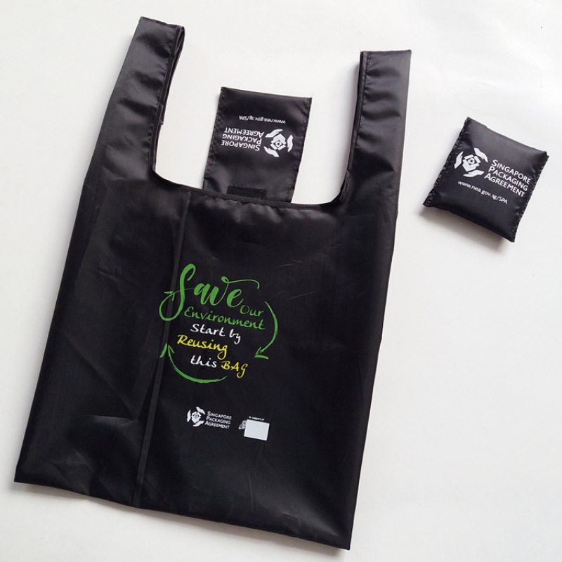 eco friendly waterproof polyester grocery reusable foldable shopping bag with logo