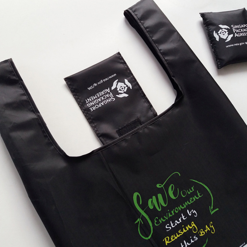 eco friendly waterproof polyester grocery reusable foldable shopping bag with logo