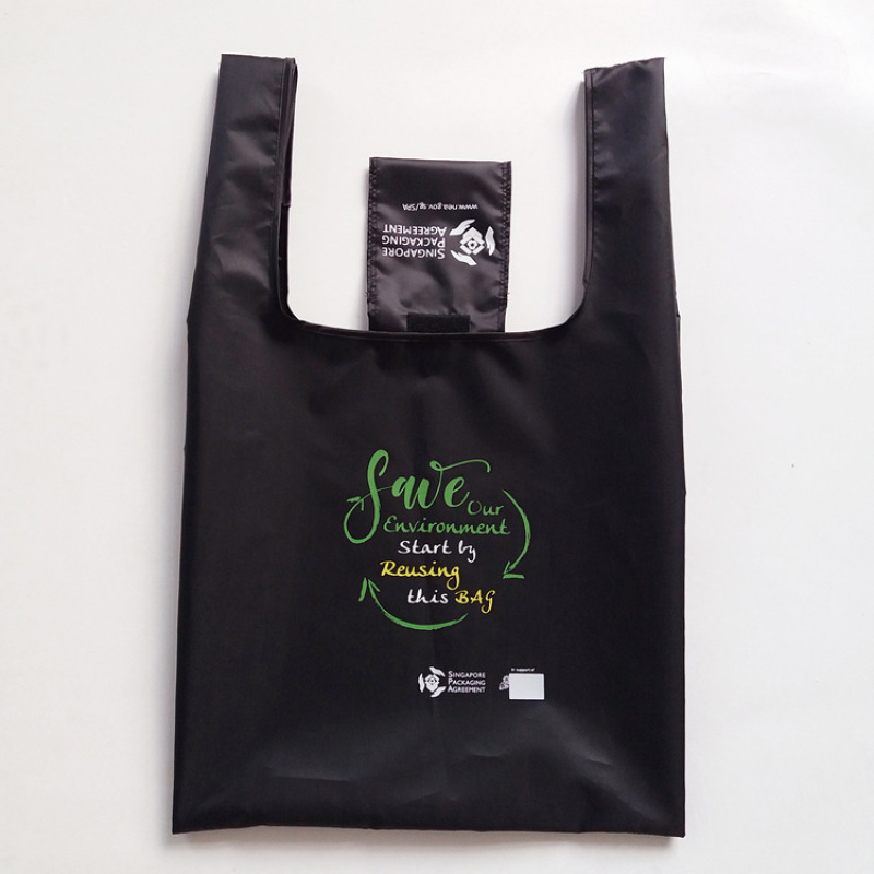 eco friendly waterproof polyester grocery reusable foldable shopping bag with logo