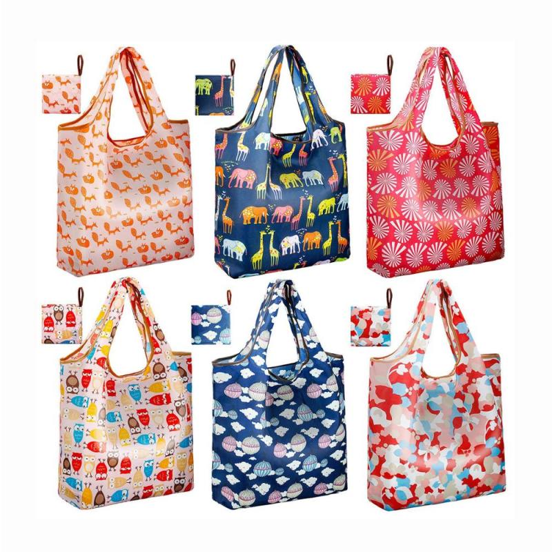 polyester fruit folding bag reusable foldable shopping bag with customized logo