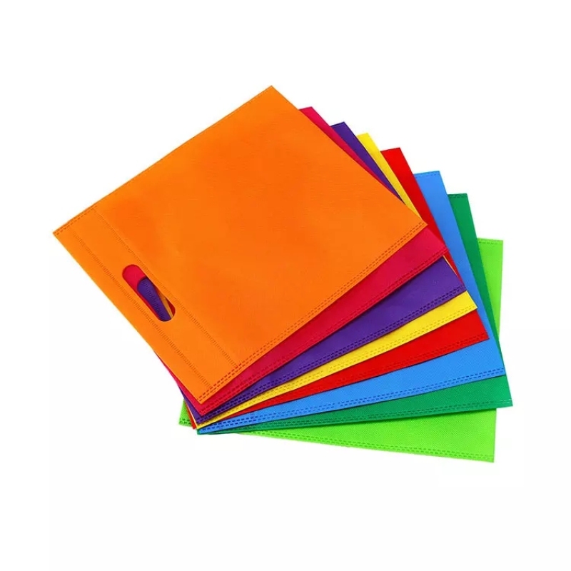 Wholesale colorful eco friendly custom logo reusable die cut cut non woven shopping bag