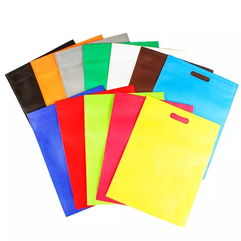 Wholesale colorful eco friendly custom logo reusable die cut cut non woven shopping bag
