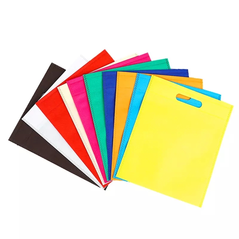Wholesale colorful eco friendly custom logo reusable die cut cut non woven shopping bag