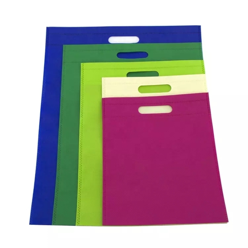 Wholesale colorful eco friendly custom logo reusable die cut cut non woven shopping bag