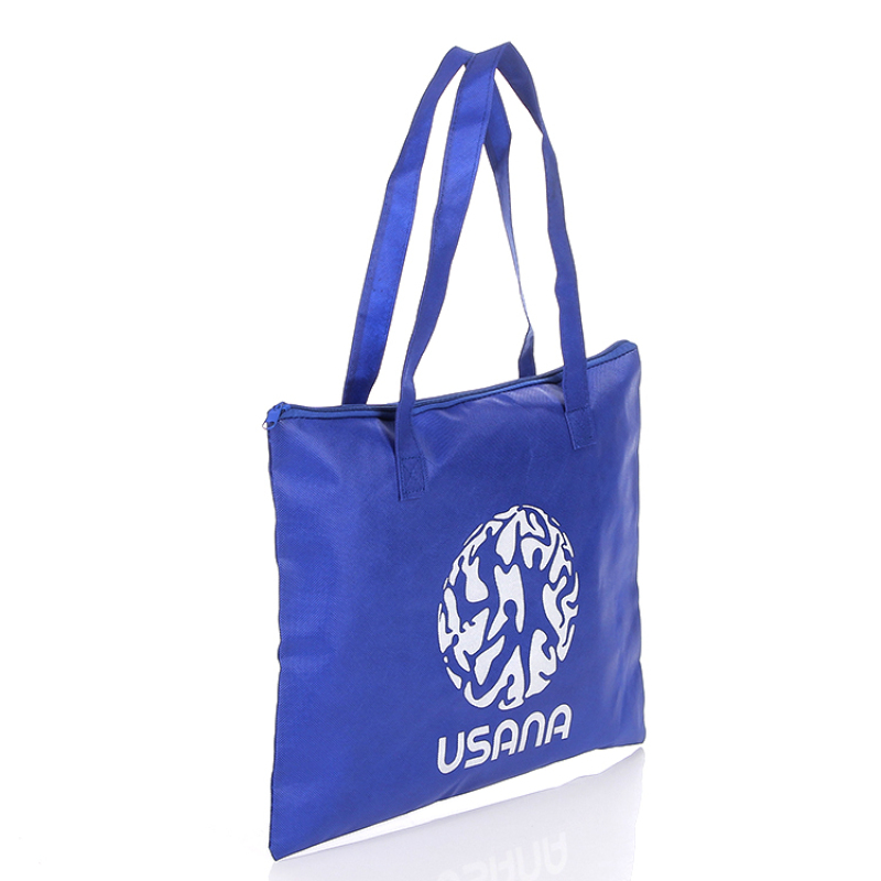 Reusable eco-friendly grocery custom logo shopping bag pp non woven bag with zipper