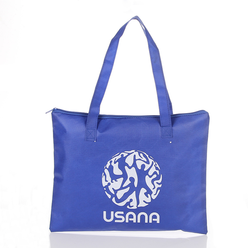 Reusable eco-friendly grocery custom logo shopping bag pp non woven bag with zipper