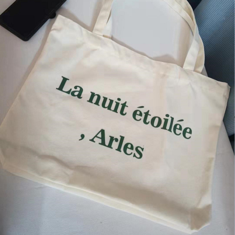 Female portable custom logo large capacity canvas shoulder tote bag for women