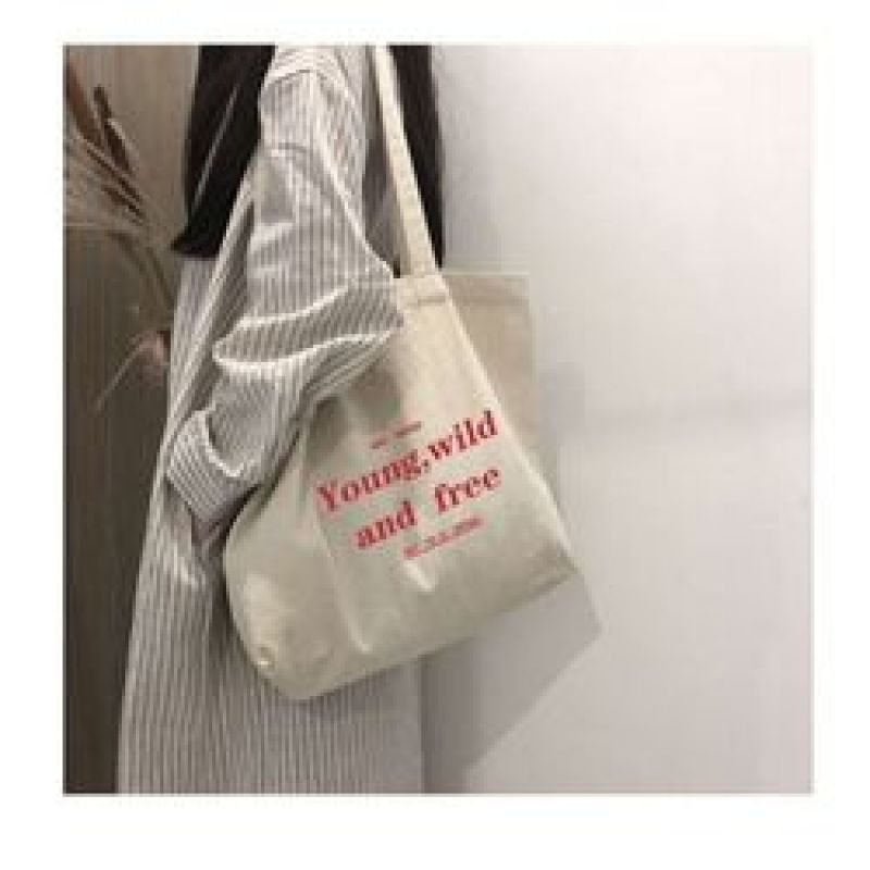 Female portable custom logo large capacity canvas shoulder tote bag for women