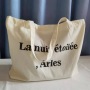 Female portable custom logo large capacity canvas shoulder tote bag for women