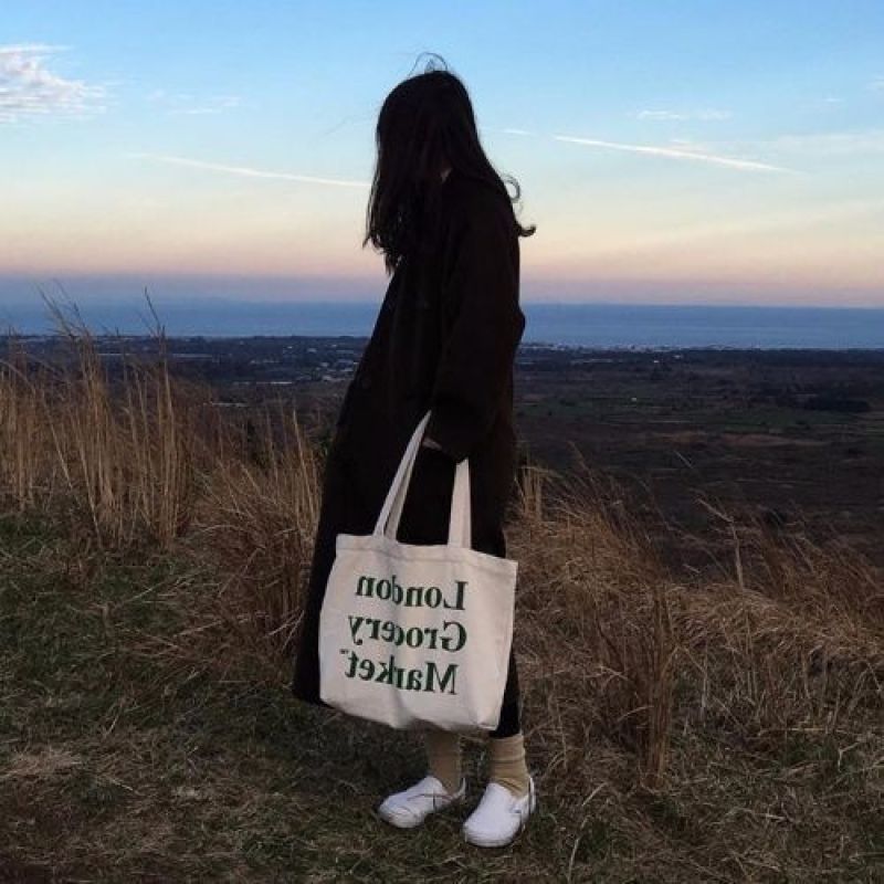 Female portable custom logo large capacity canvas shoulder tote bag for women