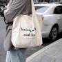 Female portable custom logo large capacity canvas shoulder tote bag for women