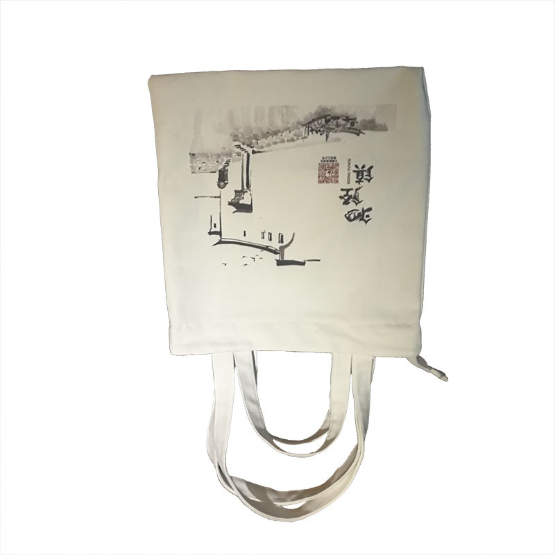 hot selling Factory price customized  white color digital printing 12oz shoulder handle canvas bag with zipper and inside pocket