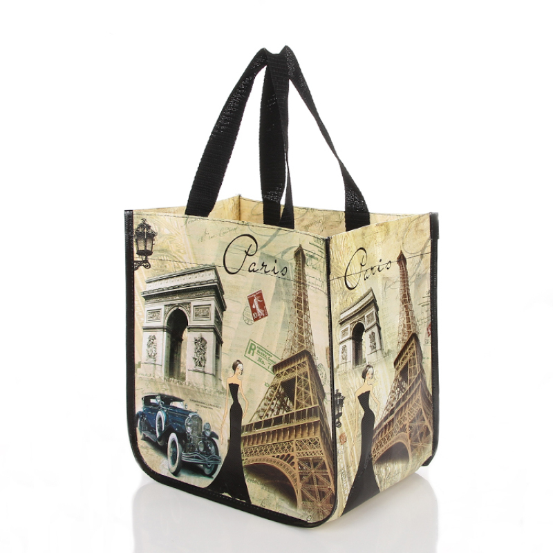 Promotional reusable customized printable logo laminated non woven tote shopping bag