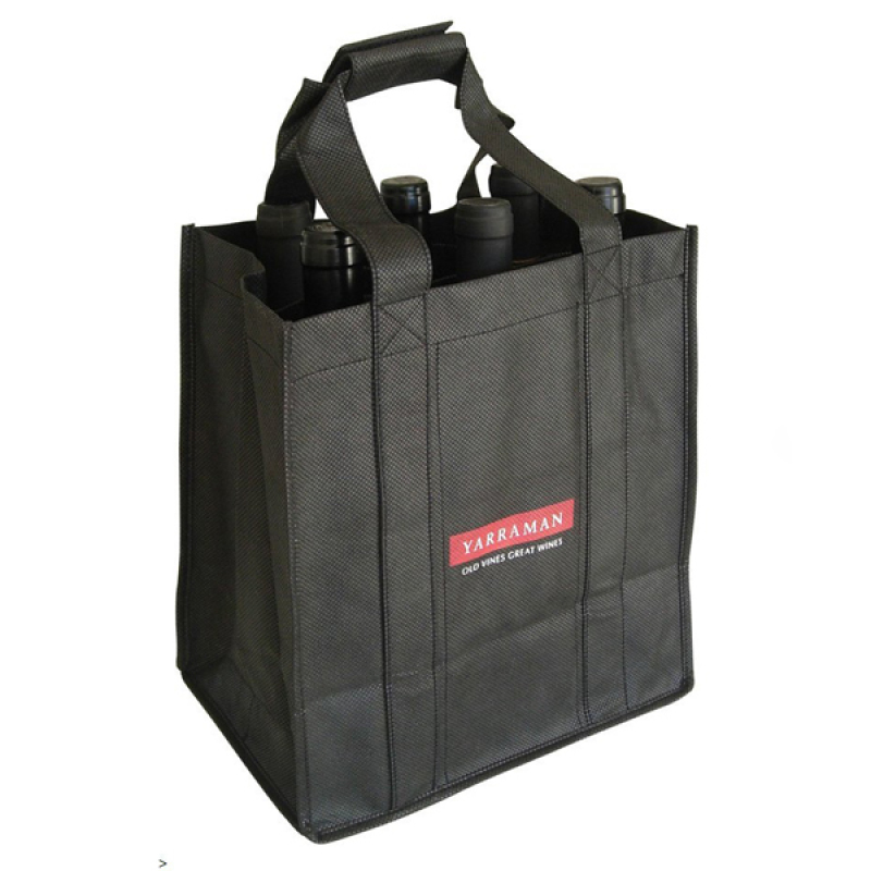 2021 promotional heavy duty non-woven 6 bottle wine tote bag for wine bottles