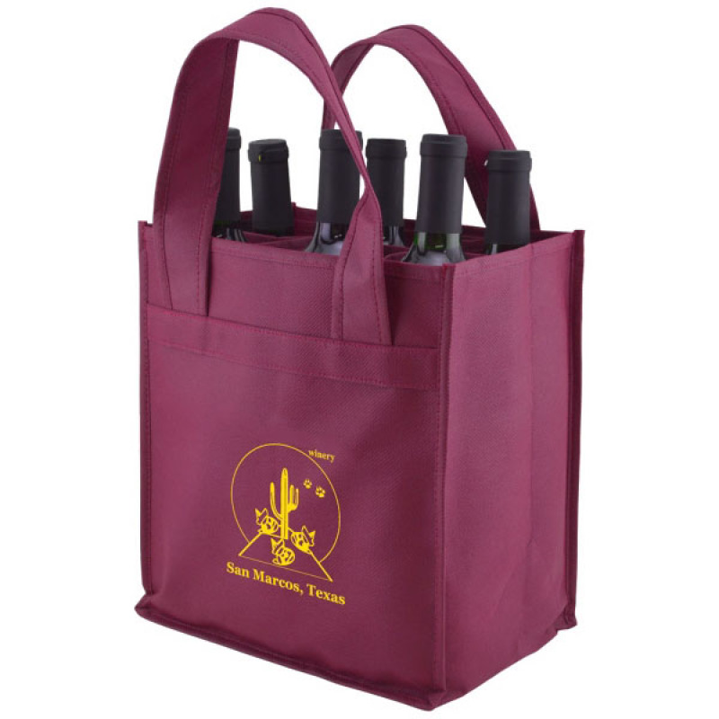 2021 promotional heavy duty non-woven 6 bottle wine tote bag for wine bottles