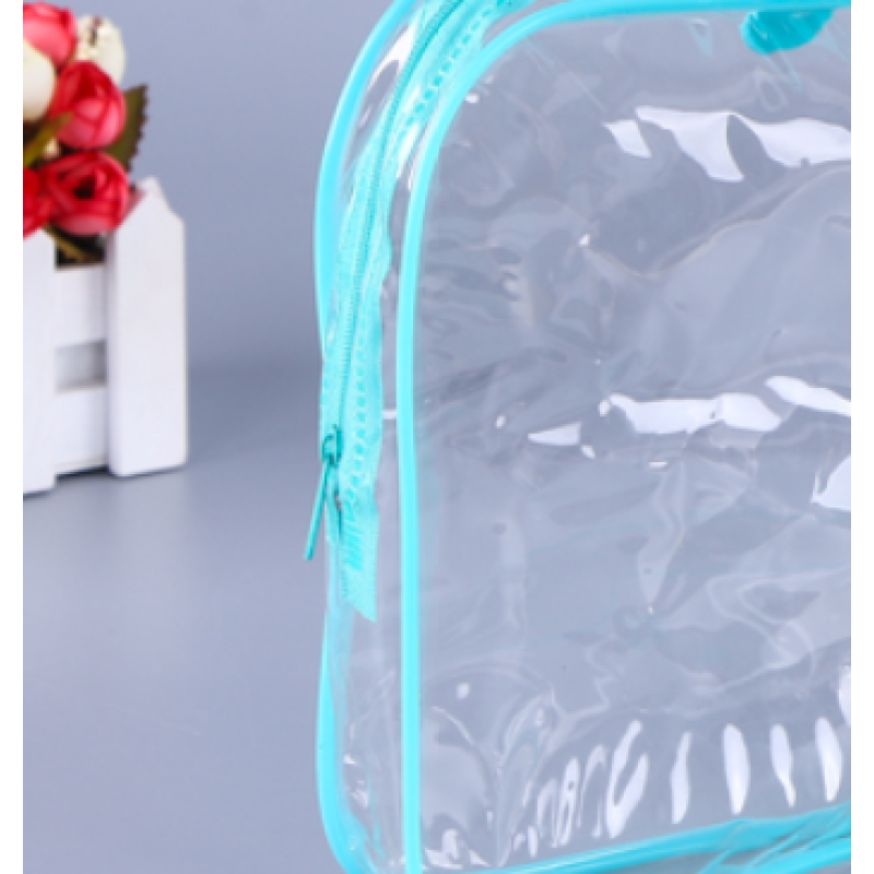 Custom Logo Clear PVC Cosmetic Bag Waterproof Transparent Cosmetic Makeup Bag Travel Toiletry Wash Bag