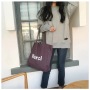 Large Capacity Custom Logo Printed Shoulder Bag Reusable Cotton Canvas Shopping Tote Bag