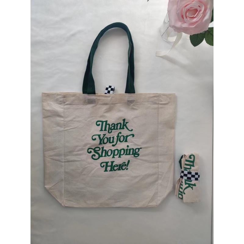wholesale Custom logo Reusable blank canvas tote bag women foldable cotton  canvas shopping Folding Foldable bags