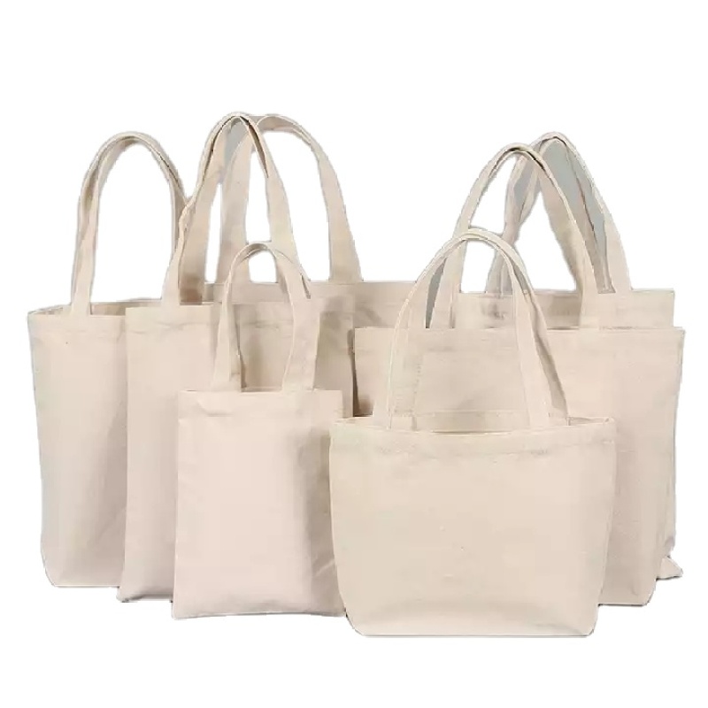Promotional eco friendly recycled cotton canvas tote shopping bags with custom logo