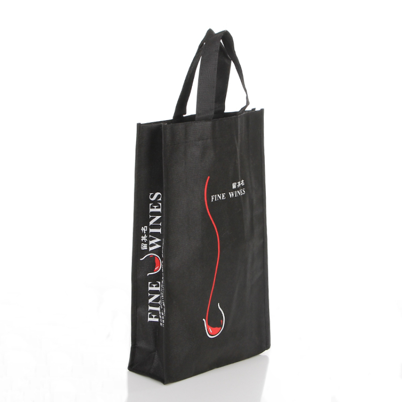 High quality large durable custom logo printed single bottle wine holder tote bag non woven wine bags with handle