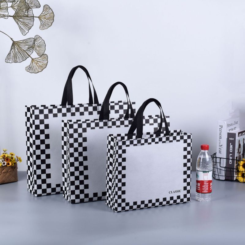 In stock eco friendly luxury portable custom pp lamination non woven shopping tote bags with logo