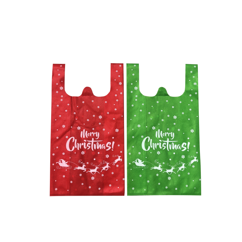 Eco friendly reusable custom print supermarket non woven vest t shirt shopping bag