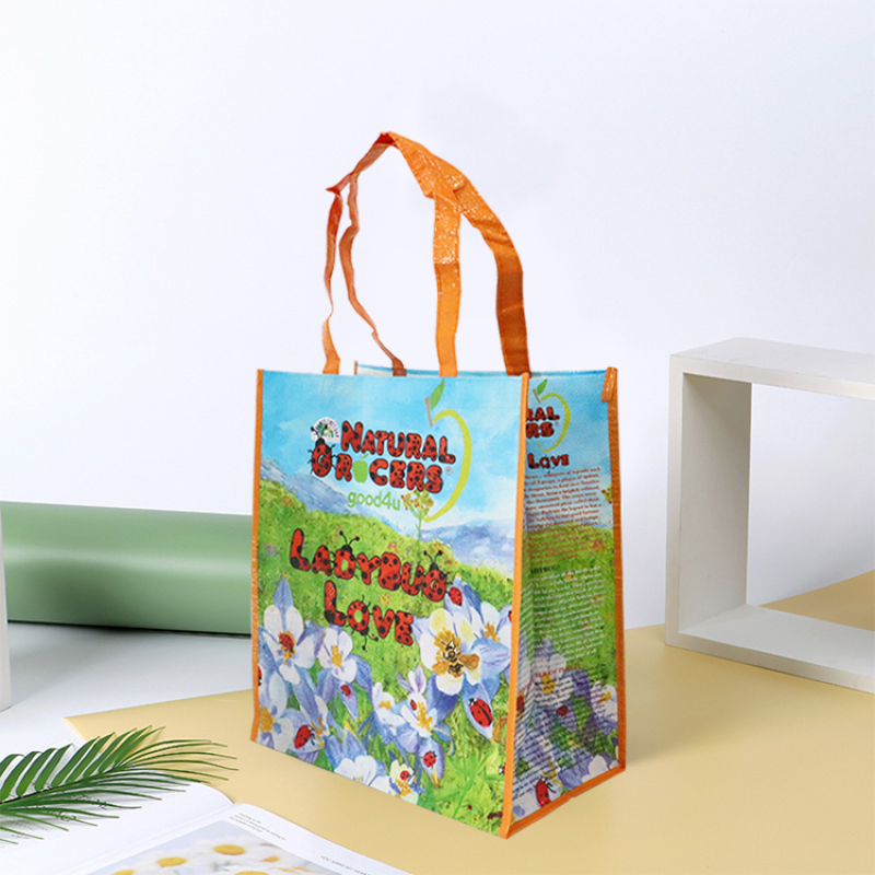 Promotional Waterproof Reusable Custom Design Laminated PP Woven Grocery Shopping Tote Bag
