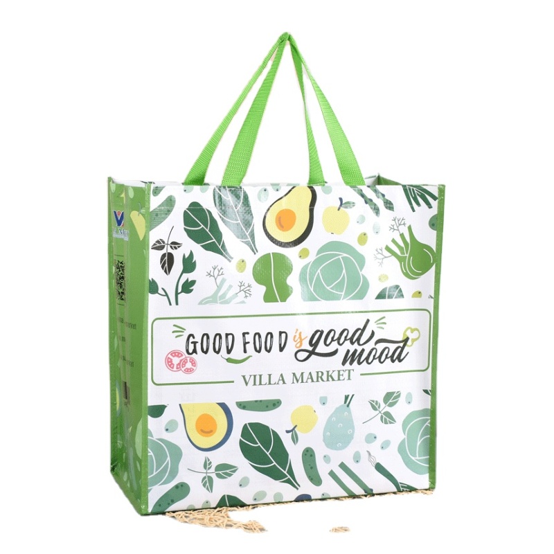 Large capacity custom printing laminated rpet pp woven reusable shopping bag