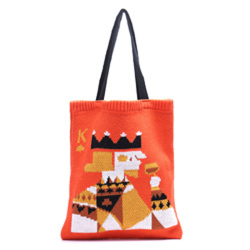 New Arrival INS Winter Vintage Lady Knitted Bohemian Shoulder Bag Woolen Women's Reusable Shopping Tote Bag