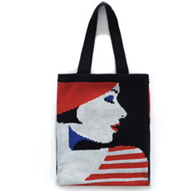 New Arrival INS Winter Vintage Lady Knitted Bohemian Shoulder Bag Woolen Women's Reusable Shopping Tote Bag