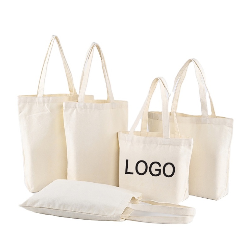 Low MOQ Eco-friendly Reusable Cotton Canvas Shopping Tote Bags with Custom Logo Printed