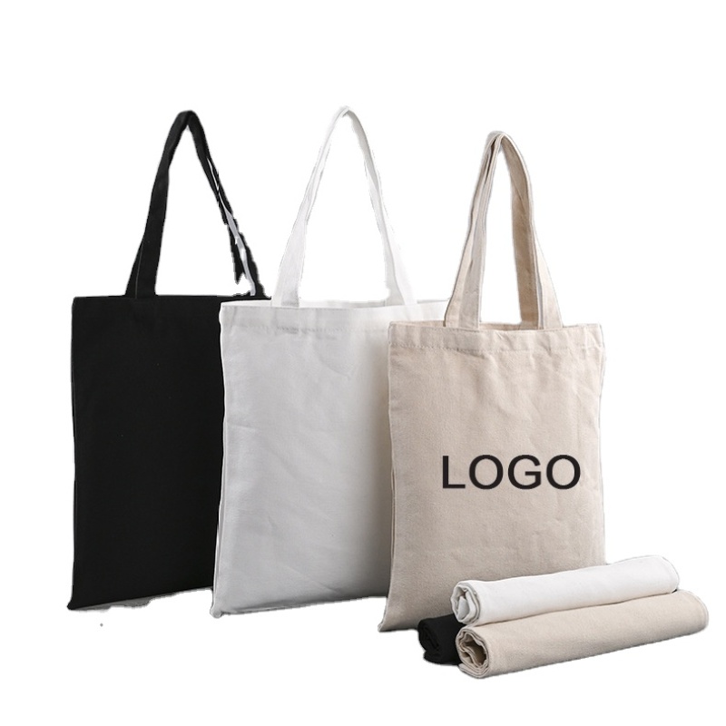 Low MOQ Eco-friendly Reusable Cotton Canvas Shopping Tote Bags with Custom Logo Printed