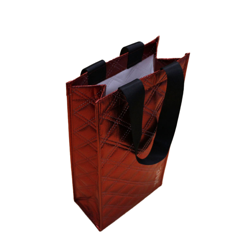 Burgundy Color Promotional  Custom Metallic Laminated Non Woven Bag, Personalized Fabric Reusable Shopping Bag Wine Bag