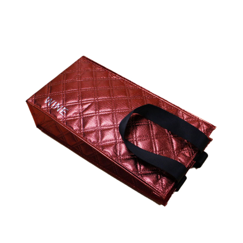 Burgundy Color Promotional  Custom Metallic Laminated Non Woven Bag, Personalized Fabric Reusable Shopping Bag Wine Bag