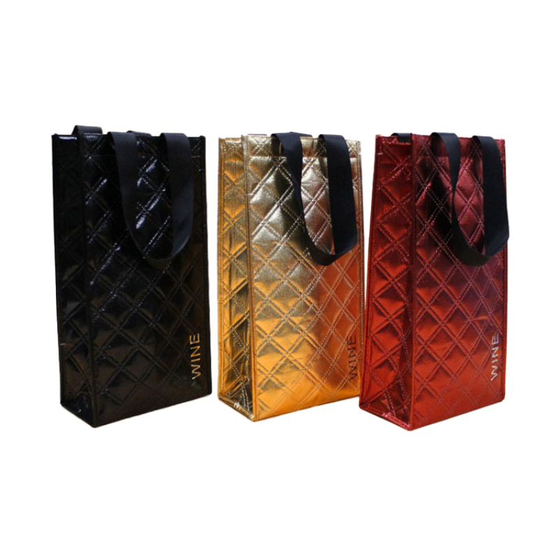 Burgundy Color Promotional  Custom Metallic Laminated Non Woven Bag, Personalized Fabric Reusable Shopping Bag Wine Bag