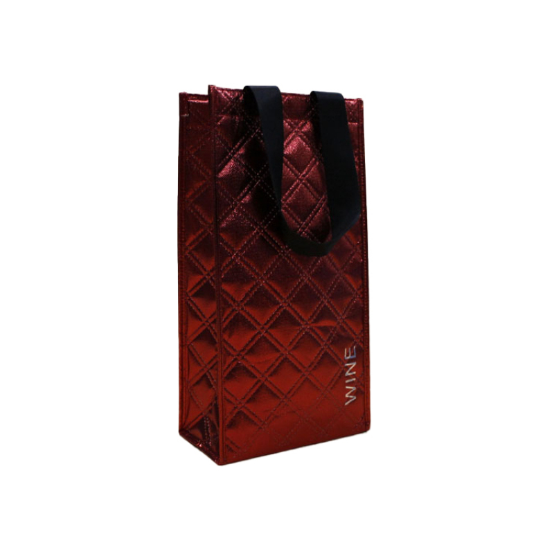 Burgundy Color Promotional  Custom Metallic Laminated Non Woven Bag, Personalized Fabric Reusable Shopping Bag Wine Bag