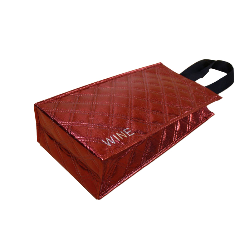 Burgundy Color Promotional  Custom Metallic Laminated Non Woven Bag, Personalized Fabric Reusable Shopping Bag Wine Bag