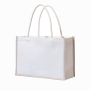 Custom logo print plain burlap jute tote waterproof canvas cotton shopping bag