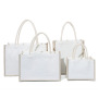 Custom logo print plain burlap jute tote waterproof canvas cotton shopping bag