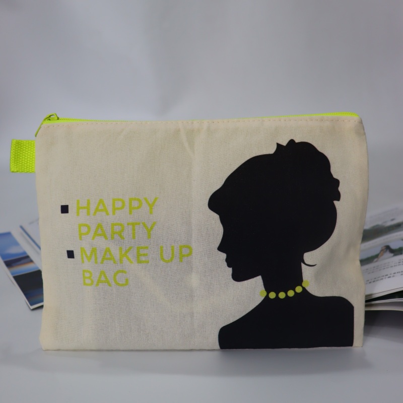 Custom Small Eco Friendly Blank Gold Zipper Make Up Pouch Recycled Plain Cotton Canvas Makeup Cosmetic Bag With Personal Logo