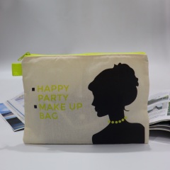 Custom Small Eco Friendly Blank Gold Zipper Make Up Pouch Recycled Plain Cotton Canvas Makeup Cosmetic Bag With Personal Logo